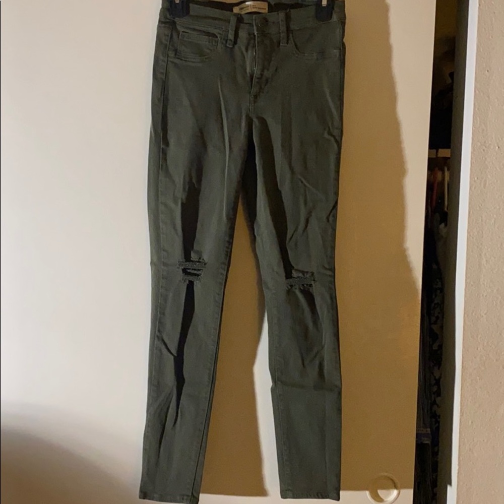 Gap Green Khaki Distressed Jeans